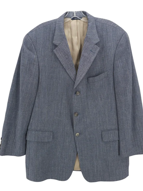 BROOKS BROTHERS Blue Herringbone Check Blazer Sport Coat Silk Wool Linen 41R
