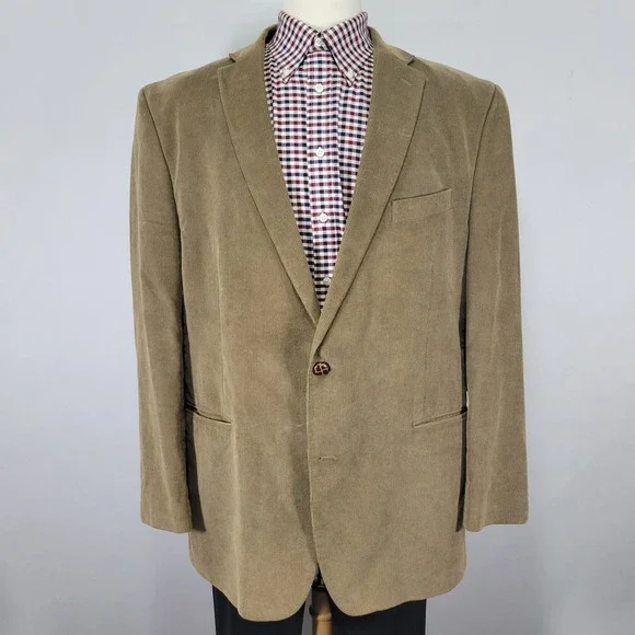 Lauren Ralph Lauren Men's Sport‎ Coat Blazer Two Button Tan Cotton Corduroy 48L