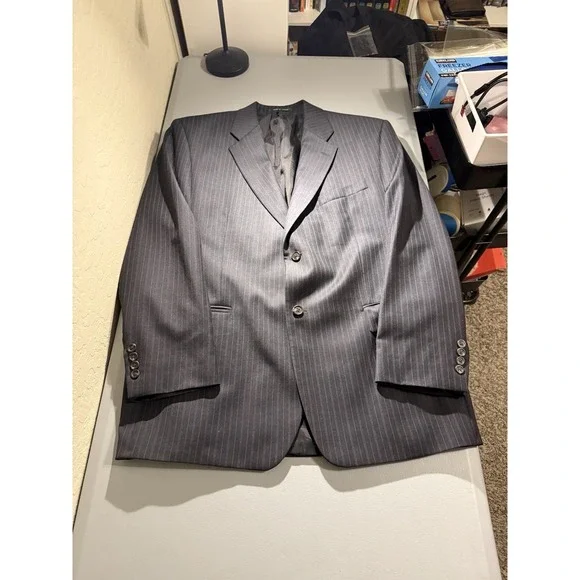 Lauren Ralph Lauren Men's 44R Gray Pinstripe Wool Cashmere Sport‎ Coat Blazer