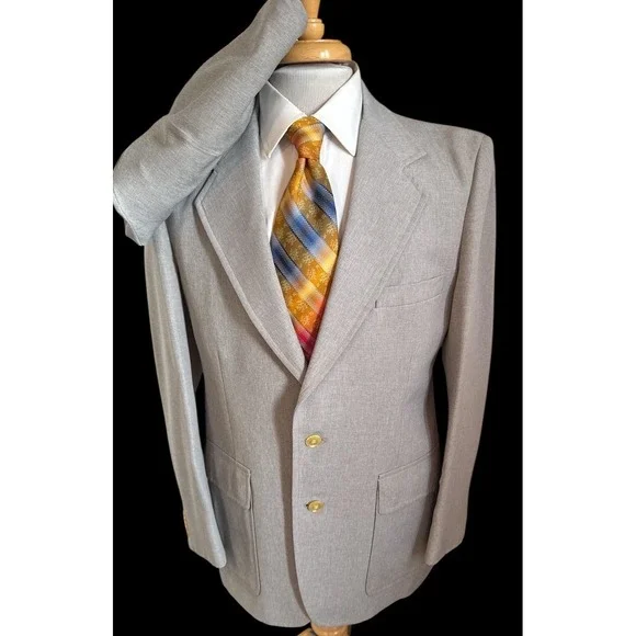 VTG Palm Springs by Palm Beach 2 Pc Gray Suit Jacket 40R Pants 34 x 31 Union USA