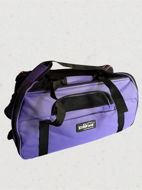 EliteField 2 Door Collapsible Soft Sided Dog Cat Pet Crate Purple Black Padded