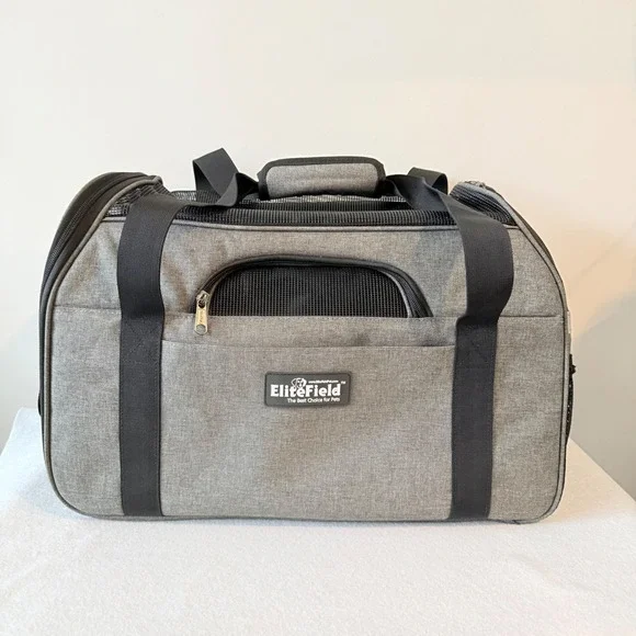 EliteField Soft Sided Pet Carrier Airline Approved Dog Cat Travel‎ Bag Gray