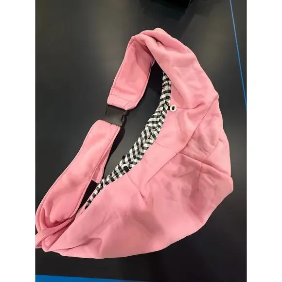 Pink Small Pet Sling Carrier with Checkered Lining