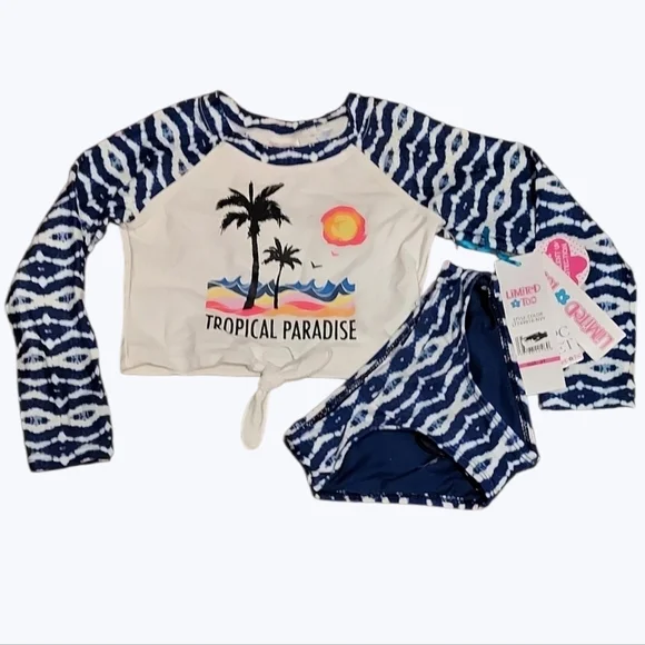 NWT Limited Too Navy Tie Dye Tropical Paradise Rashguard Set  Size 2T