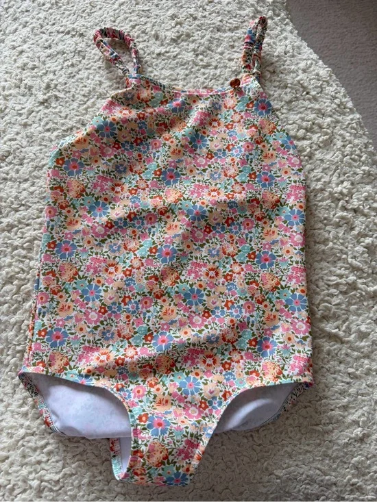 Bonpoint Floral One-Piece Girls Swimsuit - Pink, Blue, Green