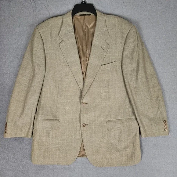 Canali Blazer Mens 54 R Beige 100% Pure New Wool Sport‎ Jacket  Made In Italy