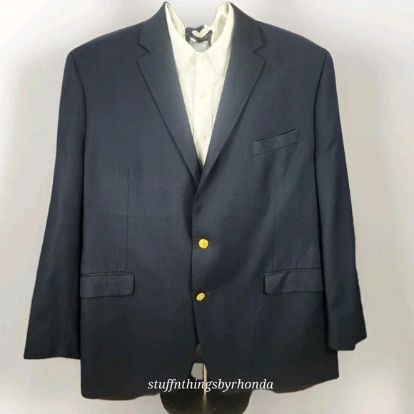 Lauren Ralph Lauren Men's Classic Navy With Gold‎ Buttons 100% Wool Blazer 50R