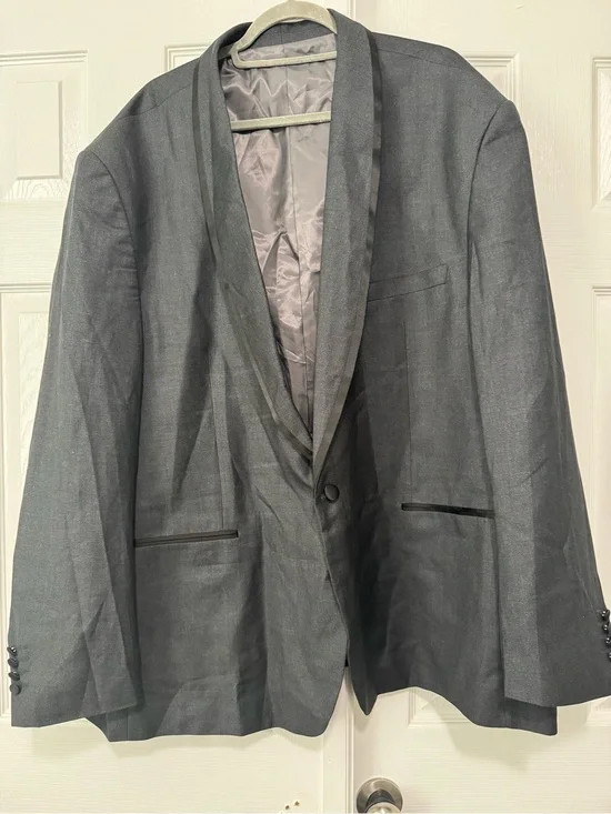 Alain Dupetit Men's Shawl Lapel Charcoal Blazer