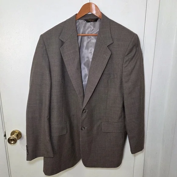 Sturbridge‎ Classics Mens 44L Sport Coat Blazer Brown Houndstooth Wool 2 Button
