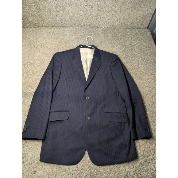 TM Lewin Mens Navy Pinstripe Blazer Super 120s Merino Wool‎ Suit Jacket 42R