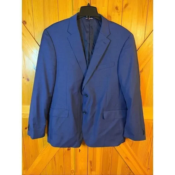 Tommy Hilfiger Navy Blue Suit Jacket Size 48L Wool Blend (6651)