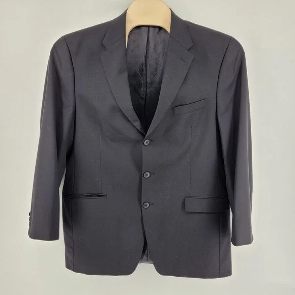 Ralph Lauren Size 44L Suit‎ Jacket Sport Coat Blazer Jacket Black Wool Blend
