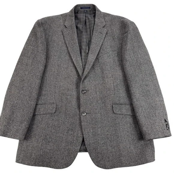 Jos‎ A Bank 1905 Blazer Mens 44 Short Gray Herringbone Wool Sport Coat Jacket