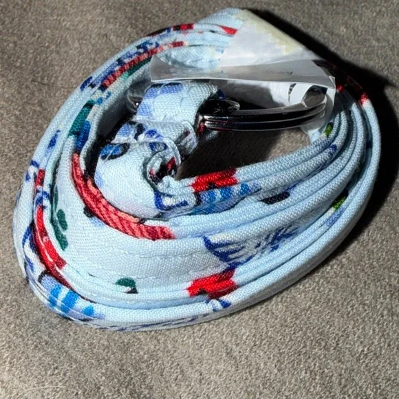 Vera Bradley Lanyard Anchors Aweigh Blue Nautical Floral ID Key Holder 24166-T92