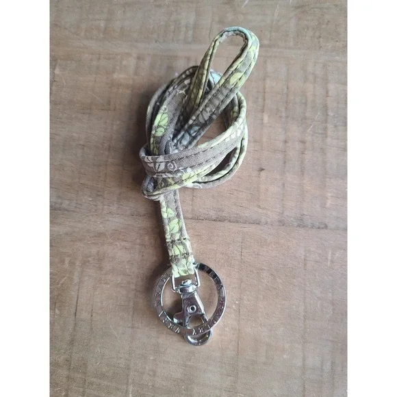 Vera Bradley Iconic Lanyard Sittin' in a Tree ID Keyring Green Brown‎ 2010 RARE
