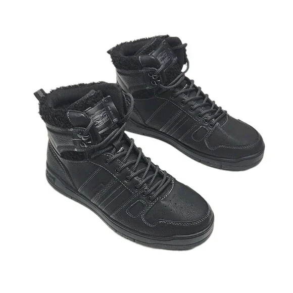 Levi's Sneaker Shoe Black High Top Sherpa Trim Women Size 9 Synthetic Lace-up