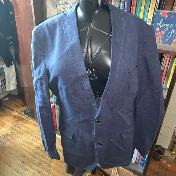 Angelo Litrico linen blend blue tailored fit Eur 52 blazer