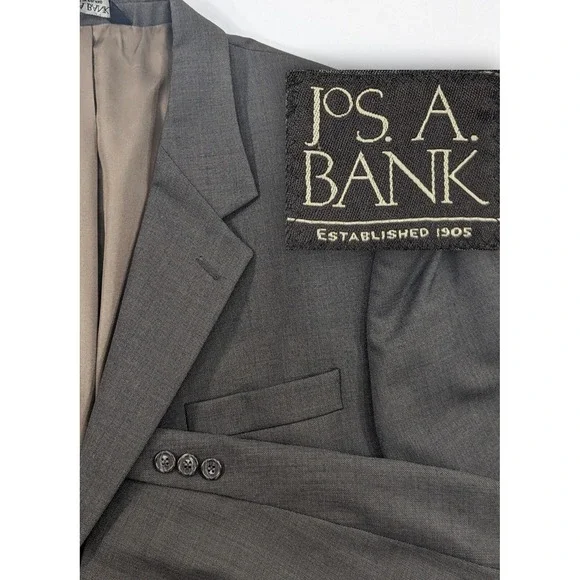 Jos Bank Blazer Coat Sport Suit Jacket 100% Wool Brown Green Crosshatch 46XLong