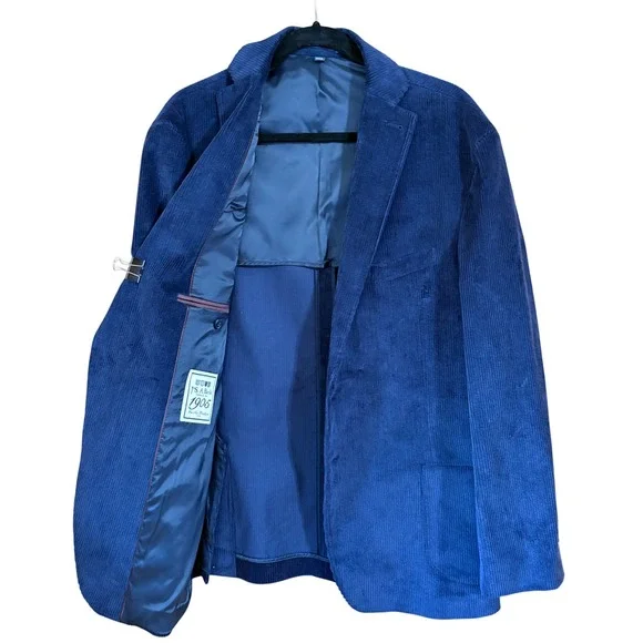 Jos A Bank 1905 Navy Blue Corduroy Blazer Sport Coat Tailored Fit Mens 48R