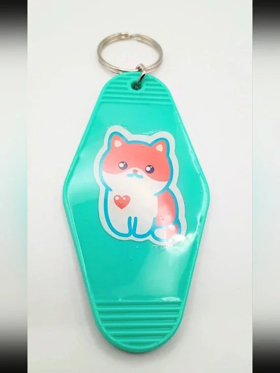 Cute Cat Motel Keychain Key Fob