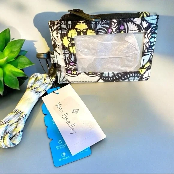 Vera Bradley Reactive RFID‎ Lanyard Card Case Plaza Medallion Print Black Blue