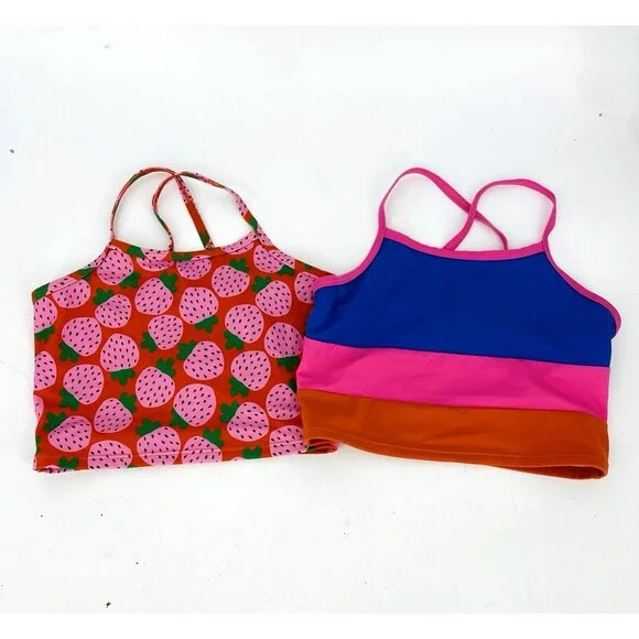 Lot of 2 Hanna Andersson Longline Swim Tops Girls US 12 150 cm Strawberry Stripe