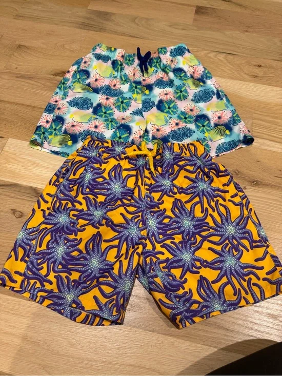 Bright Patterned Swim Shorts Duo - Yellow/Purple & Aqua Multicolor
