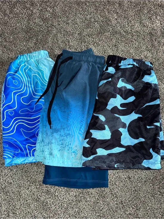 Boys Blue Athletic Swim/Board Shorts Trio