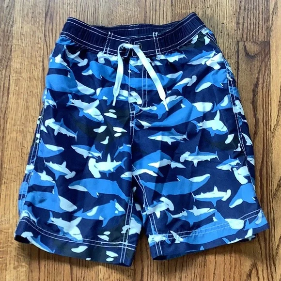 Hanna Andersson - Swim Trunks - Boys’ - Blue/Navy/White - US 6/7 Swimwear