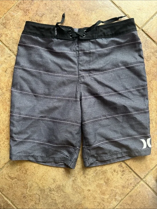 Hurley Black and Gray Boys' Swim Trunks