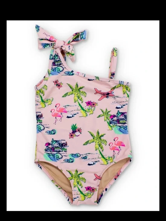 Girls Pink Tropical Print One-Piece Swimsuit 6-12 Month NWT