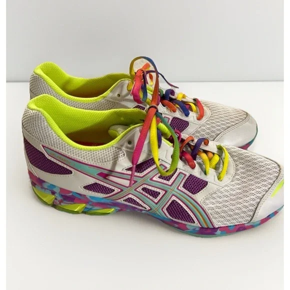 ASICS GEL-Frantic 7 rainbow Shoes‎ Women's Size 10.5 T3A6Q Running Purple Blue
