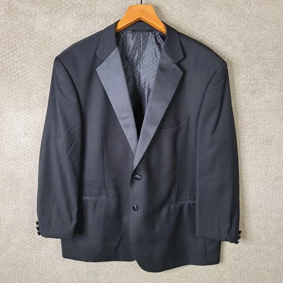 Caravelli Jacket Mens 46S Black Tuxedo Blazer Two Button Poly Viscose Formal