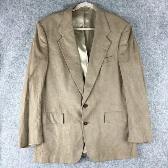 Vintage Christian Dior‎ Monsieur Suede Blazer Sport Coat Mens 42R Beige 2 Button