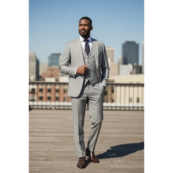 Chang's Tailoring Co Hand Tailored Custom Made 3 PIECE‎ SUIT MEN 46Rx36X30