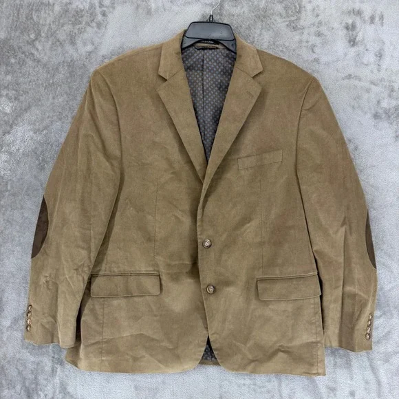 Lauren Ralph Lauren Mens 46R Corduroy Sport Coat Tan Elbow Patches Blazer 46 R