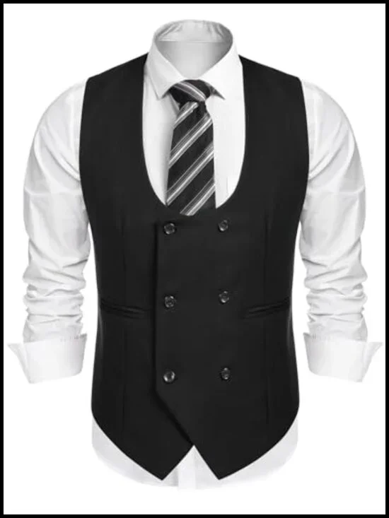 Double Breasted Slim Fit Dress Vest for Wedding Business