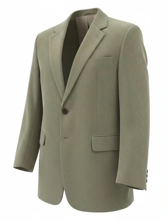 Monsieur Adolfo Men’s Corduroy Blazer 42R Olive Taupe Two-Button Sport Coat