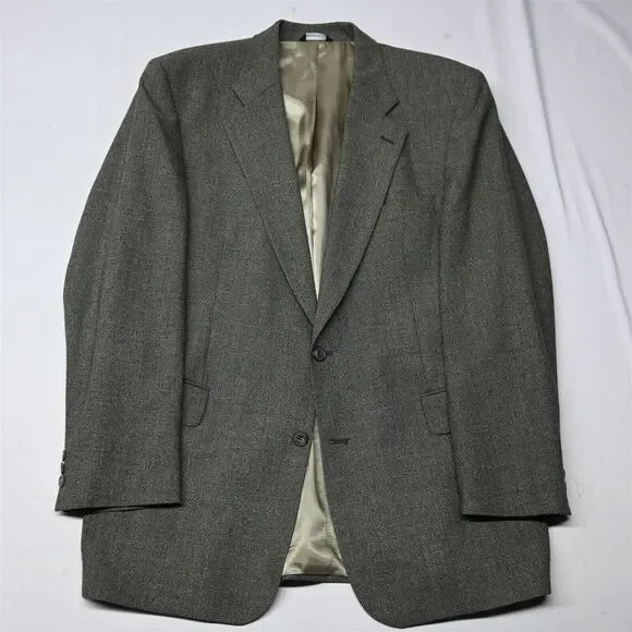 Vtg USA‎ Made Cricketeer 42L Beige Woven Mens Blazer Suit Jacket Sport Coat