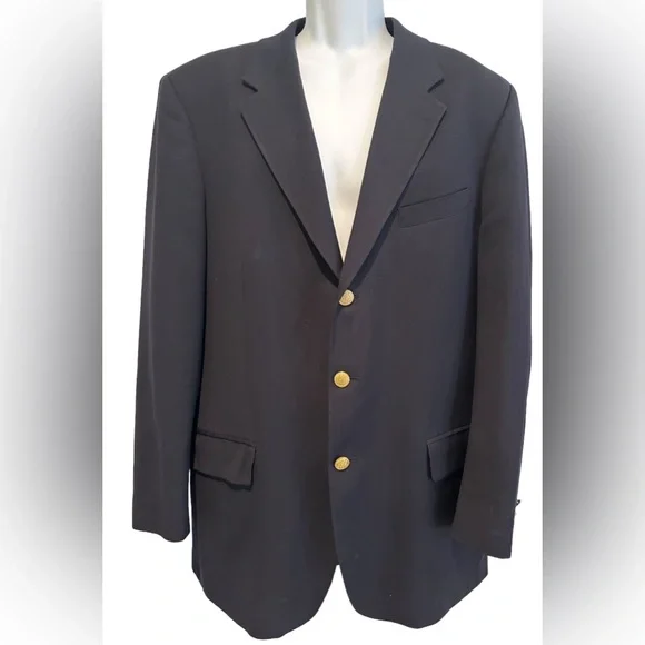 FIORI MENS‎ BLAZER NAVY BLUE GOLD BUTTONS VENTLESS CANADA 44L Long