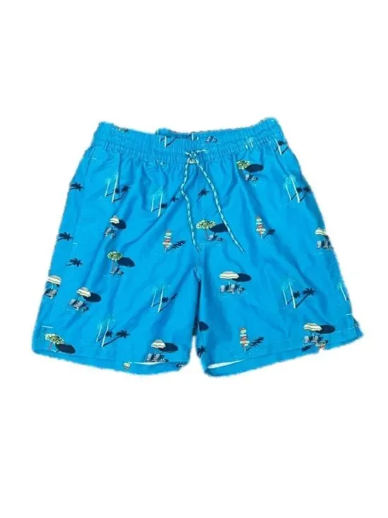 Goodfellow Teal Beach Print Swim Trunks Mens Sz S New