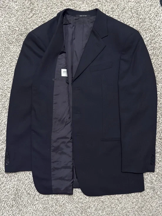 Vintage Armani Collezioni Suit Jacket Blazer Men's 40R Black made in Italy