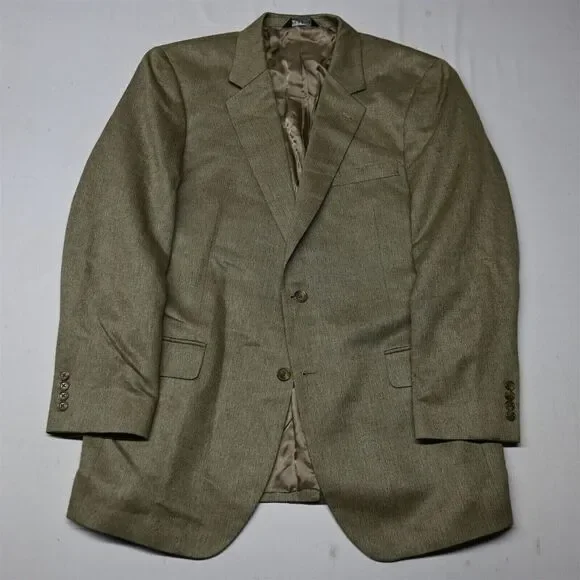 Jos A Bank 44L Brown Herringbone Silk Camelhair Mens Blazer Sport Coat Jacket‎