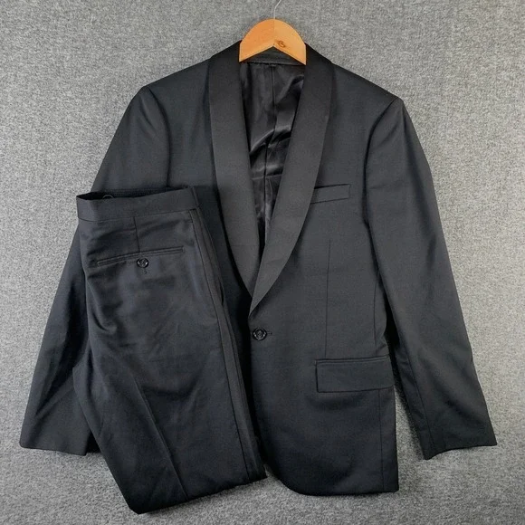 J Crew Ludlow Tuxedo Suit Men 38S Black 2 Piece Tollegno Shawl Wool 30x30 Slim