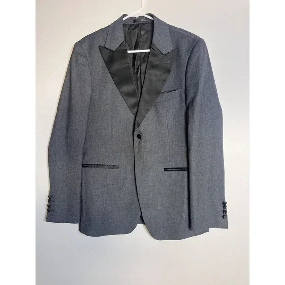 Bagozza Milano Black Label Gray Wool Blend Satin Label Tuxedo Jacket 50