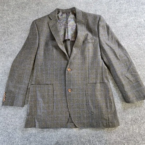 Rubensteins Blazer Mens 42LGray Plaid  Blend (New Orleans)