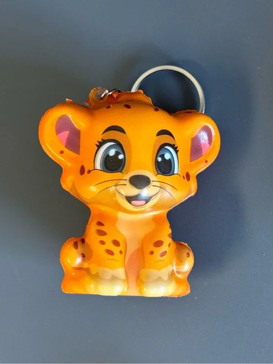 Brand New Cute Cute Cartoon Spotted Cheetah  Squishy Keychain TikTok Viral Safar