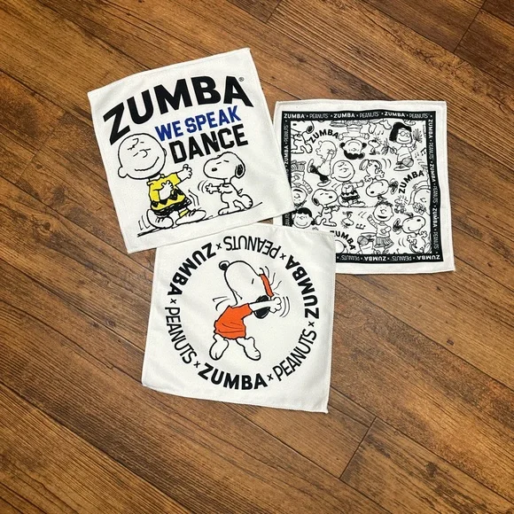 Zumba Fitness Peanuts Hand Towels - Black, White, Orange (set of 3)