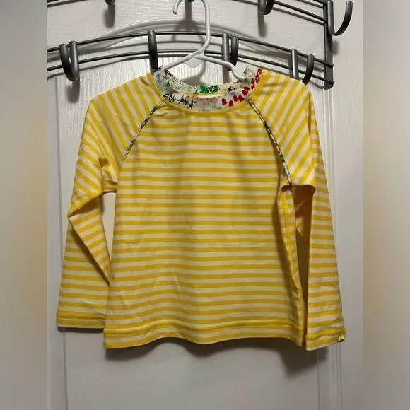 Hanna Anderson Girls Long Sleeve Swim Top Rash Guard Stripe UVA Sz 100cm/ 4‎