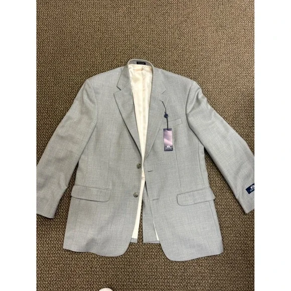 Stafford Mens Gray Blazer Jacket 42R Polyester Rayon Classic Fit‎